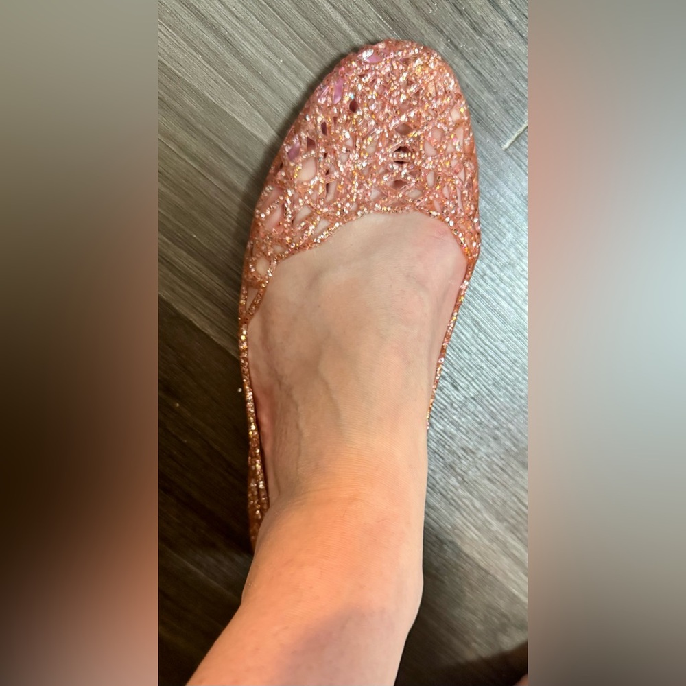 Womens Jelly Sandals, Glitter Coral Pink